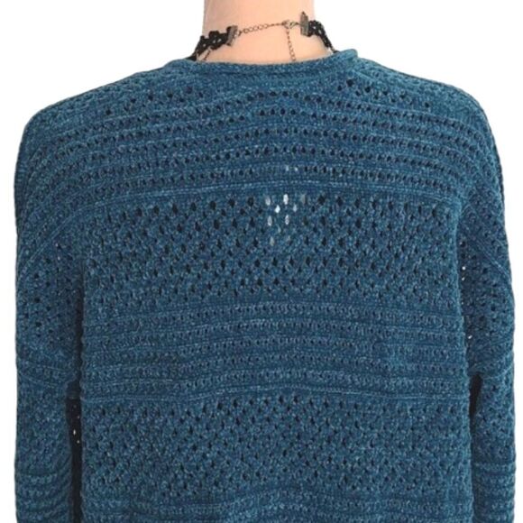 Lane Bryant Teal Metallic Long Sleeve Open Knit Cardigan Plussize 14/ 16 - Picture 12 of 16